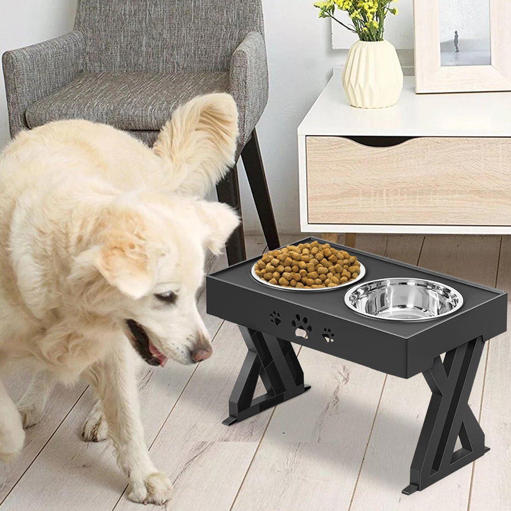 Elevated Double Bowl Dog Pet Feeder with Adjustable Height_14