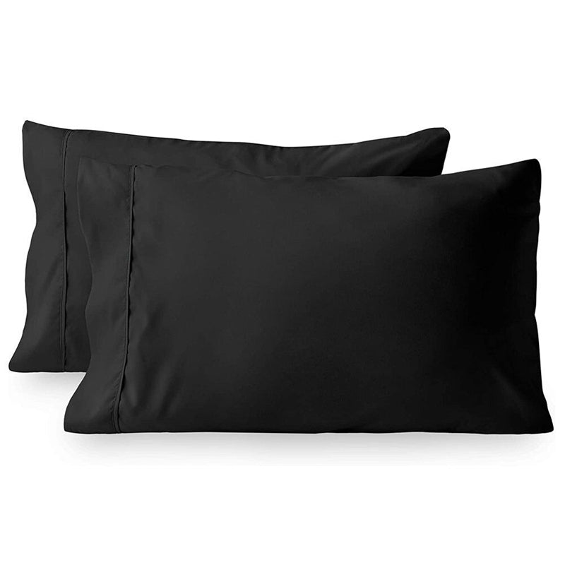 King/Queen Size Set of 2 Envelope Enclosure Solid Color Microfiber Pillowcases_1