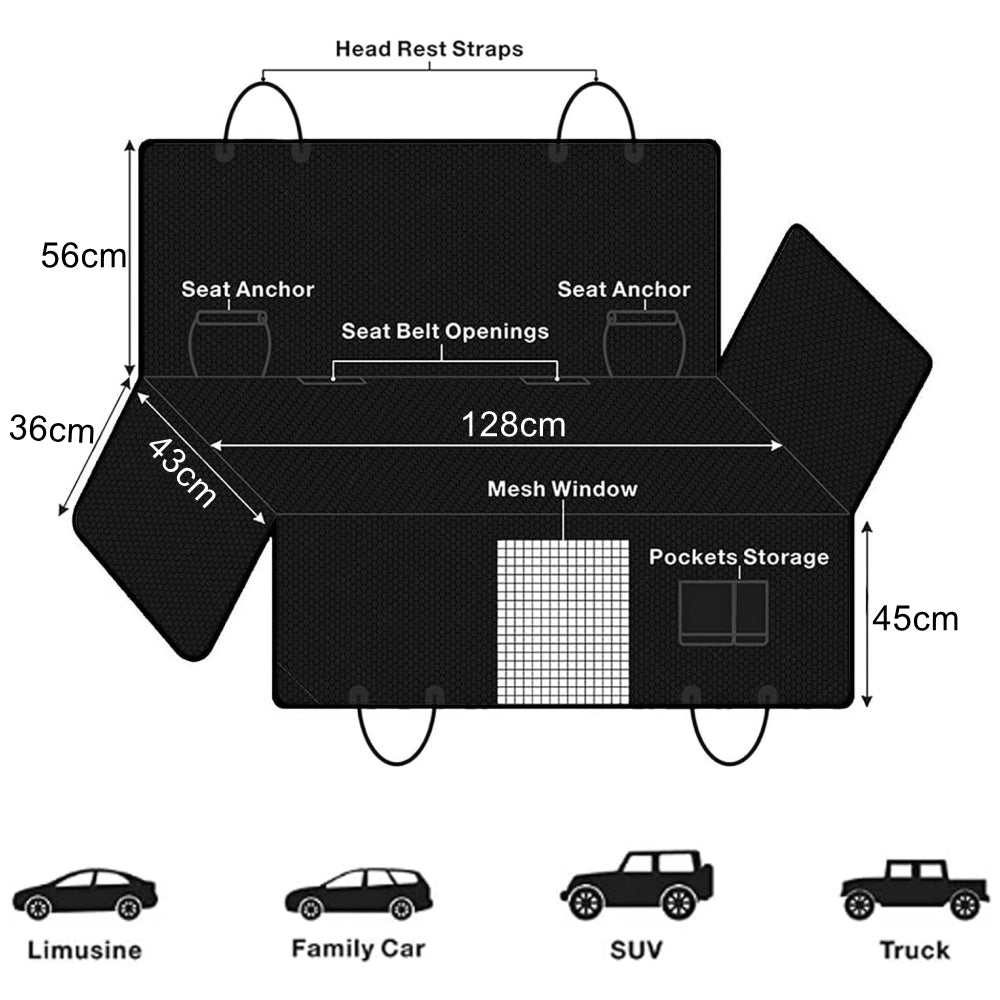 PETSWOL Waterproof Dog Seat Cover For Back Seat_1