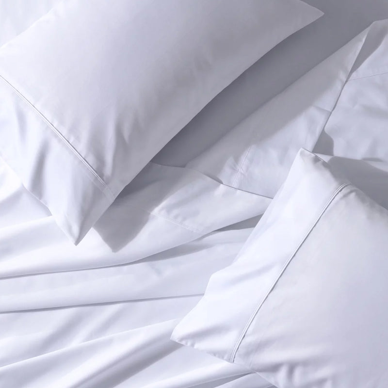 Hotel Quality Cottony Soft White Linen Fitted Flat Sheet and Pillowcases Set_9